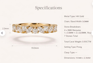 Marquise Lab Grown Diamond Half Eternity Band <b>Stacking</b> Wedding Engagement Rose Gold <b>Silver</b> Luxury Diamond <b>Ring</b> - Product Image 4