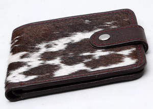Porte-cartes en cuir de vachette véritable pour homme, style vintage professionnel, multi-cartes, à fermeture pliante, avec poils de vache apparents, anti-brosse, en cuir pleine fleur - Product Image 5