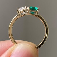 Bague de fiançailles de luxe en or 10K 14K 18K avec deux diamants de laboratoire ovales taille radiant de 2,00 carats, clarté VVS2, certifiée IGI, style Toi et Moi