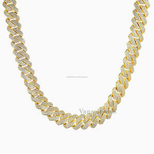Unisex 45CM 18Inch Bold Jewelry Hip Hop <b>Moissanite</b> <b>Necklace</b> Heavy 19MM High Polished Yellow Gold Plated - Product Image 4