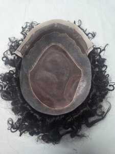 Prothèse capillaire frontale en dentelle, cheveux humains Remy, bouclés crépus, densité 130%, cheveux indiens, 100% noués à la main, nœuds invisibles, design central - Product Image 4
