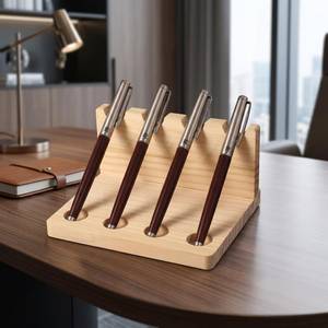 ที่วางปากกาไม้: ไม้สนธรรมชาติ เคลือบวอลนัท มี 4 หรือ 10 ช่อง - Product Image 5