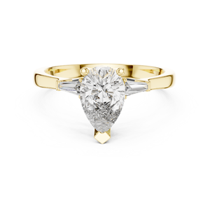 Anillo de Compromiso Art Deco Vinson Project con Moissanita Creada en Laboratorio, Corte Pera Exquisito, Certificación GRA, Piedras Laterales Baguette Cónicas - Product Image 1