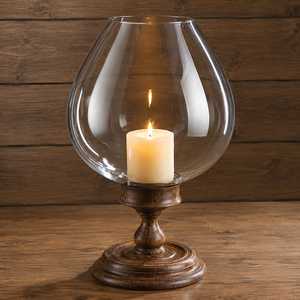 Vintage Wooden Glass Hurricane Candle Holder Stand for Home Wedding <b>Table</b> Decoration - Product Image 1