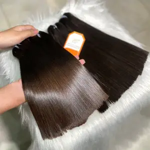 Harga Murah warna hitam Weft rambut lurus tulang tarik Super ganda panjang 12 "rambut Vietnam asli siap dikirim