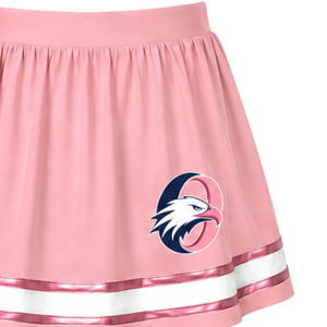 Custom Baby <b>Pink</b> Cheerleading <b>Skirt</b> Pleated Athletic Uniform <b>Skirt</b> With Striped Trim Team Performance Wear Custom Sports Apparel - Product Image 4