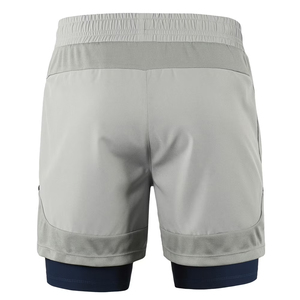 Men's Gray Quick Dry Sport Shorts With Zip Pockets Elastic Waist <b>Mid</b> Length Woven Polyester Athletic Workout Training Short - Product Image 2