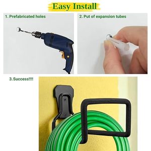 Support mural robuste pour tuyau d'arrosage, support portable pour tuyau d'irrigation, crochet en métal pour tuyau de jardin - Product Image 5