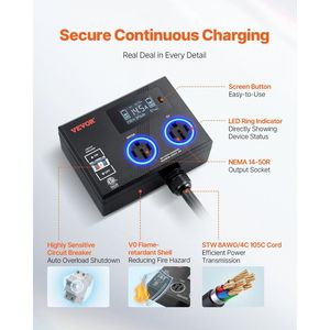 Presa di Distribuzione Elettrica Intelligente NEMA 14-50 con Indicatore LED a 3 Colori, 240V per Asciugatrice ed EV, Due Prese con Indicatore LED a 3 Colori - Product Image 6