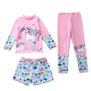 Pink <b>Unicorn</b> Rash Guard Set Long Sleeve Top <b>Leggings</b> Shorts Swimwear Adult Men Spandex/Polyester UPF50+ Quick Dry - Product Image 1