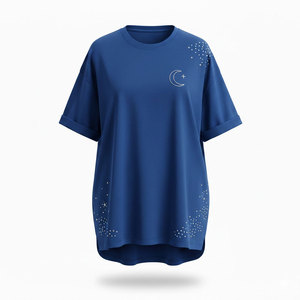 T-shirt unisexe détaillé à plusieurs couches avec impression à chaud, motifs attrape-rêves et étoiles, toucher doux, pour usage quotidien, haut décontracté - Product Image 3