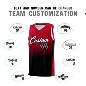 Conjunto de Uniforme de Baloncesto Personalizado, Degradado Rojo y Negro, Sublimado, Cuello en V, Sin Mangas, Transpirable, Ropa Deportiva de Malla Unisex para Adultos - Product Image 4