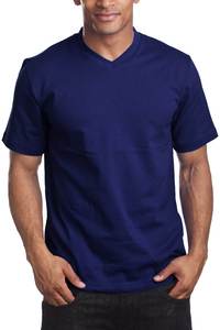 T-shirts décontractés d'été pour hommes de haute qualité, basiques, 100 % coton, à manches courtes, imprimés, à motifs unis, personnalisables, col en V, coupe classique - Product Image 3