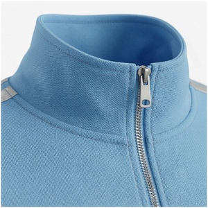 <b>Women</b> Light Blue Tracksuit Set Full <b>Zip</b> Stand Collar Sweatshirt Jogger Pants Breathable Sporty Style Solid Color Midweight - Product Image 4