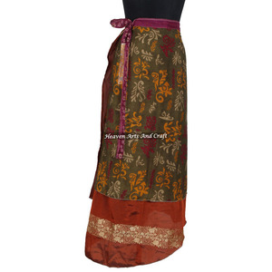 Leading Manufacturer & Wholesaler of Trendy Long Silk <b>Wrap</b> Around Silk <b>Skirt</b> 2 Layer Reversible Magic Silk Saris <b>Wrap</b> Long <b>Skirt</b> - Product Image 1