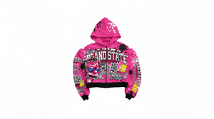 Custom Cartoon Digital Print Zip-Up Hoodie Men's Streetwear Oversized <b>Fleece</b> Hooded Sweatshirt <b>Orange</b> - Product Image 5