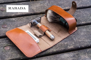 Leather Toiletry Bag Men Personalized Mens Toiletry Bag Leather <b>Shaving</b> Travel <b>Kit</b> - Brown - Product Image 2