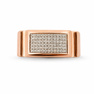 Solid 18K Gold <b>Mens</b> Diamond Rectangular Signet <b>Ring</b> Micro Pave Cluster Geometric High Polish Statement Wedding Party Gift Fine - Product Image 1