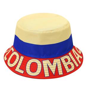 Colombia Flag Fruit Print Outdoor Beach Fishing Bucket <b>Hat</b> Unisex Polyester Casual Spring <b>Summer</b> with Letter Print Brim 54-56CM - Product Image 1