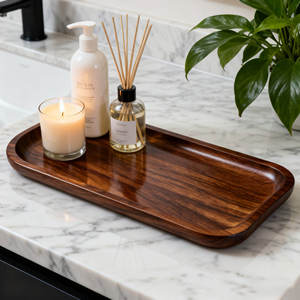 Acacia Wood Plant Pattern Rectangular <b>Storage</b> Platters <b>Trays</b> for Home Decor Food Vegetables Fruit-Anniversary & Bar Mitzvah Gift - Product Image 2