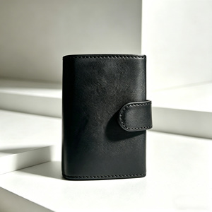 Castello เคสหนังเคลือบน้ำมันคุณภาพดีเยี่ยม, ซองใส่บัตรอลูมิเนียม RFID กระเป๋าสตางค์สีดำปล่อยเร็ว - Product Image 2