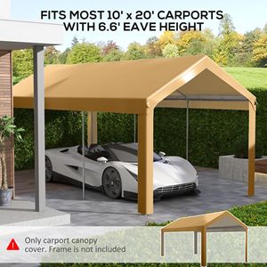 "2 Car <b>Canopy</b> Replacement 10x20ft Beige PVC Carport <b>Roof</b> UV Resistant for 84C 378V00 & 84C 206 Series" - Product Image 4