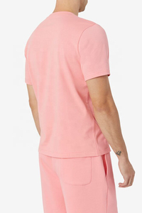 Men's Pink Cotton Crew Neck T-Shirt <b>Set</b> Casual Summer <b>Knitted</b> Solid Color Shorts and Tee Two Piece Outfit - Product Image 2