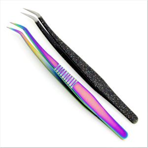 Kounain, pinzas de extensión de pestañas de acero inoxidable de 13cm de calidad profesional, el mejor ventilador de agarre de pestañas, puntas finas - Product Image 5