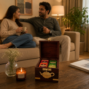 Premium Indian Rosewood Tea Box Organizer | Handcrafted Wooden Tea Bag <b>Storage</b> <b>Chest</b> for Home Kitchen Countertop Gift XLX ProX - Product Image 3