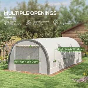 La serra del Tunnel Walk-in della struttura migliorata con la porta e le finestre bianche della maglia della casa calda della pianta della tenda per il giardino - Product Image 1