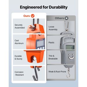 Bilancia Digitale Portatile per Gru, Capacità Massima 300 kg, Struttura in Alluminio Pressofuso con Display LCD, Divisibilità 0,1 kg - Product Image 3