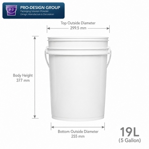 Seau en plastique imprimé IML personnalisable avec couvercle, de 1L à 5 gallons, seau de stockage de peinture industrielle renforcé, conteneur robuste - Product Image 4