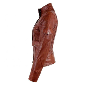 Veste en cuir matelassée coupe-vent écologique en peau de mouton véritable pour femme, modèle 2026, style motard tendance - Product Image 3