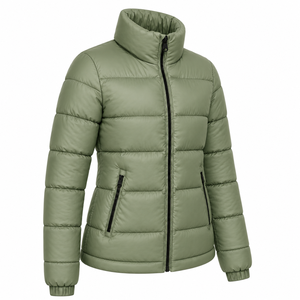 Chaqueta Bomber Acolchada Impermeable de Color Liso para Mujer, Estilo Burbuja, Cuello Alto, Manga Larga, Abrigo de Invierno con Cremallera y Relleno de Poliéster - Product Image 3