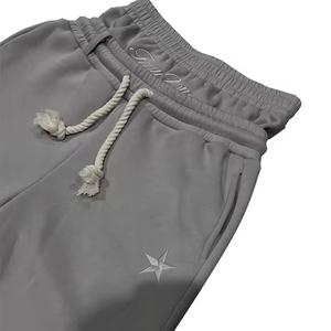 Pantalon de jogging évasé décontracté pour homme, style hip-hop, en molleton polyester/coton, coupe droite, devant plat, respirant, écologique, personnalisé, jambe large - Product Image 3