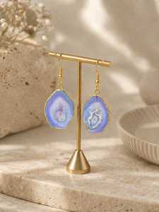 Pendientes de latón para mujer, joyería de aleación de metal precioso, piedra natural de nacimiento, regalo de boda y compromiso, pendientes de alambre de alta calidad. - Product Image 2