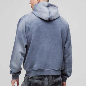 Sweat à capuche oversize 100 % coton pour homme, décontracté, coupe ample, col montant, délavage acide, molleton de haute qualité, écologique - Product Image 3