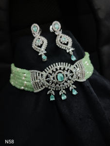 Ensemble de bijoux de mariée en diamant américain classique Collier et boucles d'oreilles en deux pièces pour mariage Style classique à la mode - Product Image 2