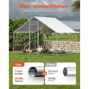 Grande Pollaio in Metallo 9.8x6.5x6.5ft con Tetto a Spiovente e Serratura di Sicurezza, Recinto per Galline con Copertura - Product Image 2