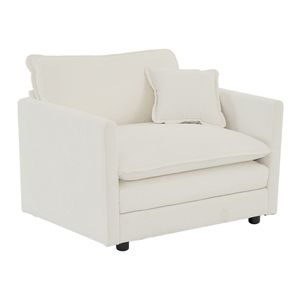 Poltrona Singola da Lettura in Tessuto Ciniglia Bianca Confortevole, Sedia da Soggiorno con Seduta Profonda, 1 Cuscino Decorativo, Divano Comodo - Product Image 6