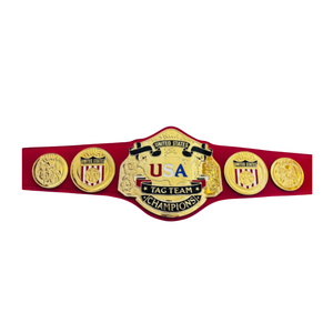 Cinturón de Campeonato de Lucha Libre en Parejas de EE. UU., Cinturón de Título de Lucha Libre Personalizado de Alta Calidad para Coleccionistas, Diseño Rojo Exclusivo - Product Image 1