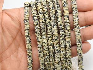 Perles de jaspe dalmatien facettées, blanc/noir, brin de 8 pouces, 6-7 mm environ, pour la fabrication de bijoux - Product Image 3