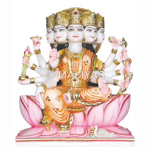 Murti en marbre Panchmukhi Gayatri Mata |   Statue de Gayatri Maa de qualité supérieure pour la maison et le temple – Maliyas - Product Image 1