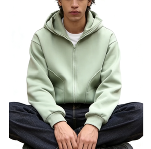 Oversized Full Zip Hoodie with Custom 3D Embroidery Logo, Heavy Fleece Cotton Hooded Jacket <b>for</b> <b>Men</b> Streetwear - Product Image 2