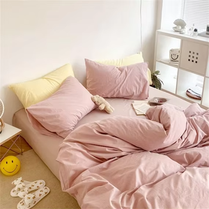Juego de Edredón de Algodón de Color Sólido Simple, 3 Piezas, Lavable, Ropa de Cama para el Hogar, Estilo Tejido de 300 Hilos - Product Image 6
