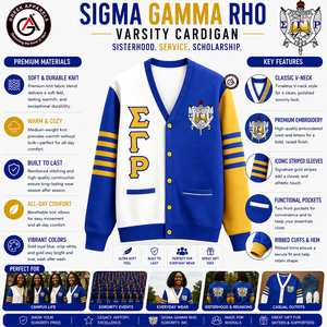 เสื้อคาร์ดิแกนอะคริลิคปักลาย Sigma Gamma Rho Sorority สำหรับผู้หญิง |   เสื้อสเวตเตอร์สไตล์วินเทจเรียบง่าย ปรับแต่งได้ ป้องกันรอยยับ - Product Image 5