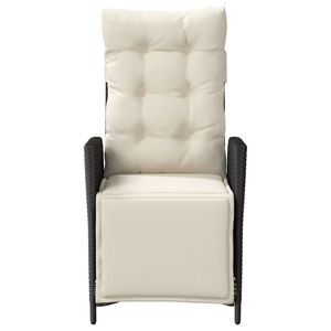 Silla de patio reclinable de ratán polivinílico negro con reposapiés - Product Image 4