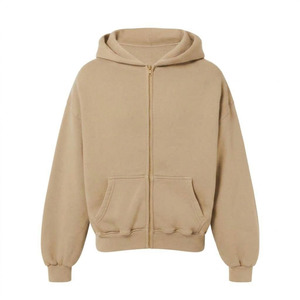 Sweat à capuche zippé en molleton épais surdimensionné, coupe carrée, avec poche kangourou, 100% coton, vierge, personnalisable OEM, vente en gros - Product Image 5
