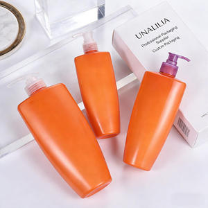 Custom Orange PET Plastic Lotion <b>Pump</b> <b>Bottle</b> for Shampoo Conditioner Hair Care Cosmetic Packaging Container Wholesale - Product Image 2
