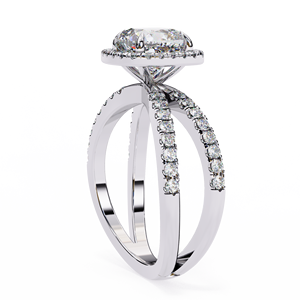 Bague de fiançailles en diamant de laboratoire taille coussin 1,75 ct, en vermeil or jaune 18 carats, avec halo pavé et tige pavée, pour femme - Product Image 6